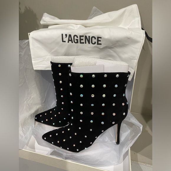 L’AGENCE Mariette Bootie II in BLACK IRIDESCENT - Picture 7 of 16